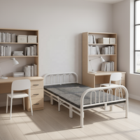Cadre de lit simple en fer moderne Plate-forme de lit pliante en métal durable pour chambre à coucher ou appartement utilisée dans les écoles