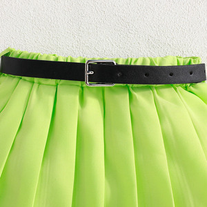 ชุดเสื้อผ้าเด็กผู้หญิง 2-7 ขวบ สีลูกกวาด กระดุมยีนส์ สายเดี่ยว กระโปรงจีบ พร้อมเข็มขัด ชุด 4 ชิ้น - Product Image 4