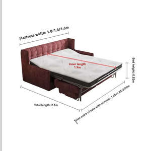 Wholesale Luxury Tufted Chenille Fabric <b>Sleeper</b> Sofa Modern Sofa <b>Bed</b> with Sturdy Metal Frame - Product Image 5