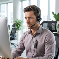 Lsezv NC Headset USB Peredam Kebisingan Aktif dengan Kontrol Mute Monaural untuk Kantor, Laptop, PC C13NC-USB