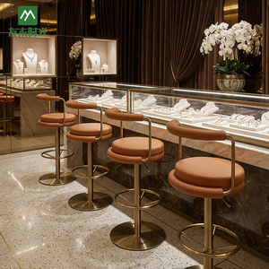 Banquetas de <span class=keywords><strong>Bar</strong></span> Modernas em Aço Inoxidável com Altura Ajustável para Uso Comercial em Joalherias e Cadeiras Altas - Product Image 4