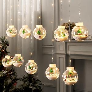 Guirnalda de Luces LED de Navidad con Bolas de Cobre, Cortina de Luces con Santa Claus, Muñeco de Nieve y Bolas de los Deseos - Product Image 2