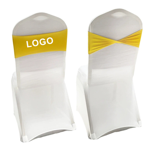 Banda para silla de Spandex con logotipo impreso para boda, venta al por mayor, logotipo de patrón personalizado, fundas para sillas de Spandex impresas y fajas para Sillas - Product Image 1