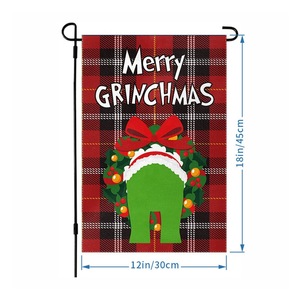 Bandera de jardín de Navidad Grinch de doble cara-<span class=keywords><strong>Merry</strong></span> <span class=keywords><strong>Grinchmas</strong></span> Yard Decor para Holiday Home/Party Decoración al aire libre - Product Image 2
