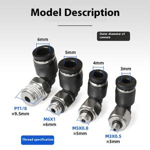 Mini manguera de aire neumática, conector rápido, codo de rosca <span class=keywords><strong>PL</strong></span>, inserto de rosca M3/M5/M6, tubo de 3/4/5/6mm - Product Image 2