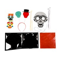 Kit de fabrication de lanternes en papier à gratter 3D Crâne de sucre, thème Jour des Morts mexicain, pour enfants, fête d'Halloween, jouet artisanal