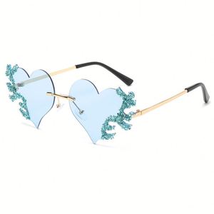 Gafas de Sol Personalizadas con Logotipo, Diseño Retro de Lujo 2025, con Diamantes Brillantes en Forma de Corazón, Protección UV400, sin Montura, con Forma de Llama - Product Image 6