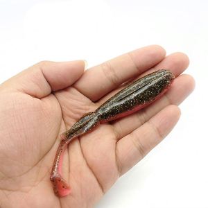 Campioni gratuiti all'ingrosso di plastica morbida richiamo di pesca pesca morbido Shad doppio colore Silicone esca T coda Wobblers - Product Image 4