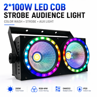 Luces de Proyección LED COB 2x100W RGB con Anillo de Apertura, Alcance de 30M, IP20, DMX512 16CH, Efectos Wash/Strobe/Auxiliar para Conciertos, Teatro, Bodas, DJ