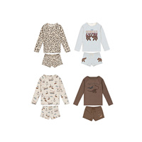 Maillot de bain deux pièces personnalisé à manches longues pour enfants, séchage rapide, motif dessin animé, protection UPF 50+, pour l'été, pour garçons