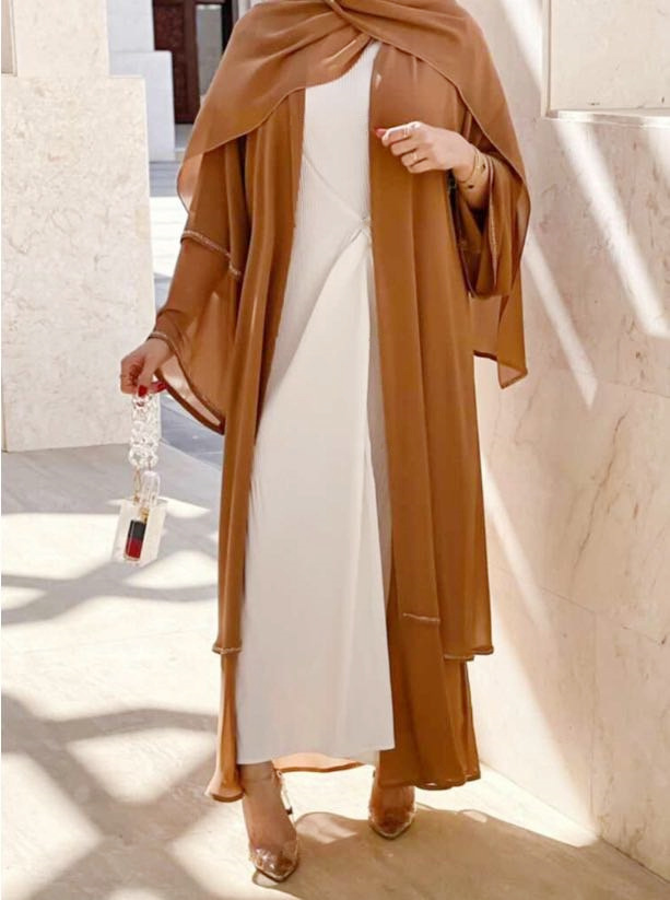 SIPO Open Abaya Dubai Kimono Cardigan Plain Muslim Hijab Dress Turkey Pleated Abayas for Women African Islam Clothing