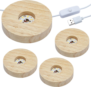 Lampe de chevet en bois de bambou, lumière blanche chaude, 16 couleurs <span class=keywords><strong>RGB</strong></span> changeantes, télécommande, décoration de chambre, boule de cristal 3D, artisanat, veilleuse - Product Image 6