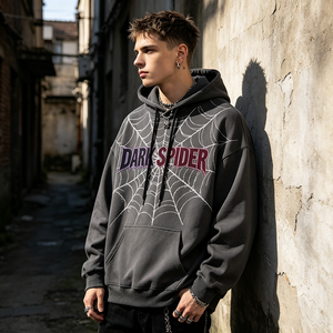 <span class=keywords><strong>Felpa</strong></span> con Cappuccio Personalizzata con Stampa <span class=keywords><strong>Ragno</strong></span>, Oversize, Streetwear da <span class=keywords><strong>Uomo</strong></span>, Stampa Serigrafica 100% Cotone - Product Image 4