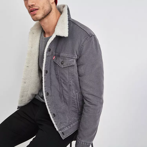 Giacca in Jeans da Uomo OEM Invernale a Maniche Lunghe, Vestibilità Slim con Interno in Pelliccia, Giacca in Denim Personalizzata con Colletto in Finta Pelliccia - Product Image 4