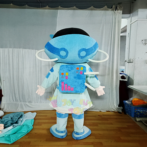 Costume de mascotte d'astronaute fille mignon de qualité supérieure, taille XL, combinaison spatiale en peluche avec nœud et bottes rayées pour les carnavals, les événements et la marque - Product Image 4