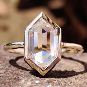 Personalizado 1 1,5 2 3 4 CT 18K oro Marquesa corte Moissanite bisel anillo mujeres paso diamante probador Vvs diamante anillo de compromiso joyería - Product Image 1