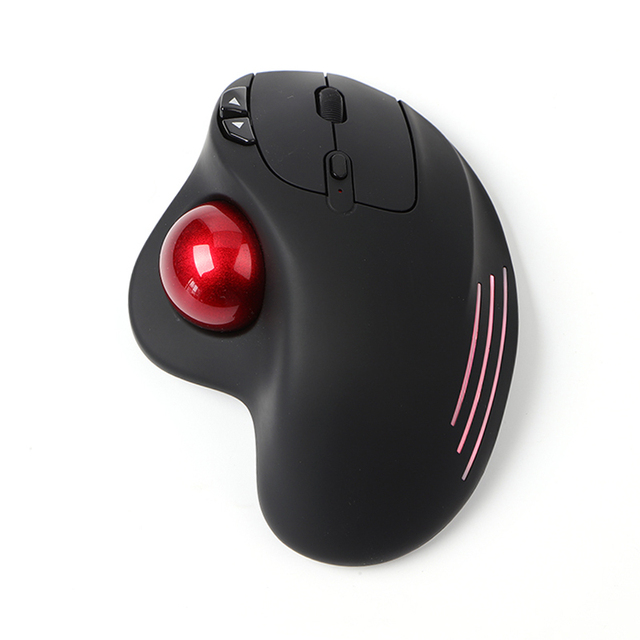Wireless Trackball Mouse Rechargeable Ergonomic Mini Waterproof Sculpted Right-Hand Shape 14 Programmable Buttons 5 Adjustable