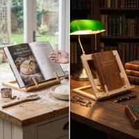 GL Custom Wood Book Stand Page Clips Foldable Multi Angle Standing Countertop Rack Reading for Reading Desk