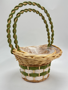 Gran oferta, cesta de flores de astillas de madera de sauce verde, cesta de regalo de almacenamiento tejida hecha a mano para decoración del hogar para compras de plantas - Product Image 6