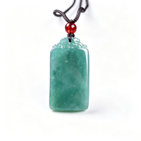 Pendentif de sécurité en jadéite birmane de qualité supérieure, jade vert naturel rectangulaire Wu Shi Pai pour cadeau de bijoux et vente en gros