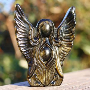 Figura Decorativa de Obsidiana Dorada Tallada a Mano, Estilo Bohemio, Regalo Elegante, para Decoración - Product Image 1