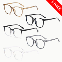 Gafas de Moda Ovaladas, Paquete de 5, Montura Completa de PC, Unisex, Monturas Ópticas Decorativas para Uso Diario, Suministro al por Mayor