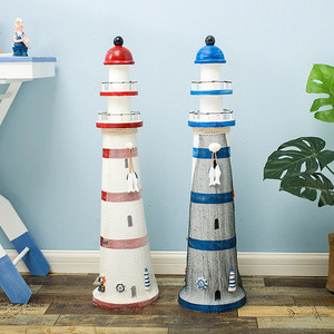 Faro de Madera Estilo Mediterráneo de 75 cm, Decoración para Bodas con Temática Oceánica - Product Image 1