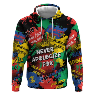 <span class=keywords><strong>Sudadera</strong></span> con capucha con estampado de orgullo negro para hombre, gráfico "Never Apologize" y símbolos químicos con coronas, <span class=keywords><strong>sudadera</strong></span> con declaración cultural - Product Image 1