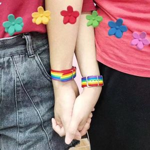 Nylon Regenbogen Lesben Homosexuell Bisexuelle <span class=keywords><strong>Transgender</strong></span> Armbänder für Frauen Mädchen Stolz geflochtene Armbänder - Product Image 4