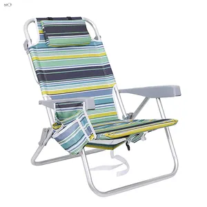 NPOT 휴대용 비치 의자, 5 위치 누워 플랫 접이식 배낭 알루미늄 낚시 의자 유럽 도매 비치 의자 대량