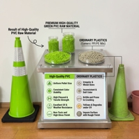 Cône de signalisation SMT en PVC vert de 90 cm (36 pouces) avec base noire à deux pièces emboîtables, robuste, certifié EN13422, pour avertissement de sécurité