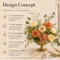 Rangkaian Bunga Meja Pernikahan Taman Prancis Vintage, Delphinium Biru Buatan, Hydrangea Biru Muda, Hydrangea Putih Palsu