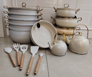 Die Cast nhôm không dính nấu ăn chậu với Ấm đun nước 24 cái nhà bếp nồi Set nấu ăn nồi Set không dính đồ nấu nướng Granite - Product Image 2