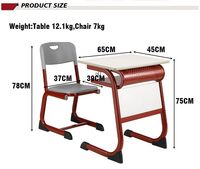 Ensemble de bureau et chaise d'école réglables avec crochet, table d'étude rouge et blanche avec panier de rangement, mobilier moderne pour salle de classe