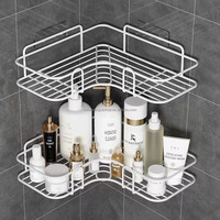 Accessoires de salle de bain 2PCS Toilette Adhésif Douche Caddy Shampooing Titulaire Mural Étagère Métallique Organisateur de Rangement