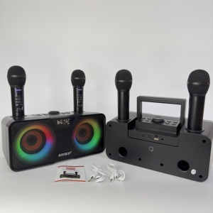Portable for Karaoke Machine with 2 UHF <strong>Wireless</strong> <strong>Microphones</strong> and LED Lights Home Use PA Singing <strong>Speaker</strong> <strong>System</strong> - Product Image 5