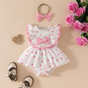 2025 estate neonato stampa completa fragola manica corta loto triangolo fascia per capelli dolce in cotone per <span class=keywords><strong>Unisex</strong></span> taglia 2T - Product Image 5