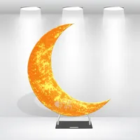 Support de toile de fond en métal en forme de croissant de lune de 6,5 pieds, cadre tubulaire robuste de 32 mm, housse imprimée sur mesure pour photomaton, décoration d'événements et de mariages