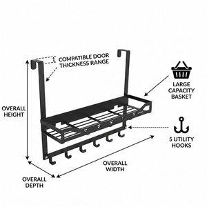 Stainless Steel <b>Towel</b> Organizer Standing Type <b>Large</b> Capacity Storage Rack 6 Hooks Waterproof Modern Non-Folding Double Tier - Product Image 2