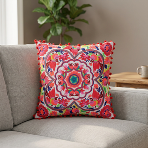 2018 Latest Design Square Cotton Handmade Cushion Cover Customized Embroidery Multicolor Plain Style High Quality Wholesale - Product Image 3