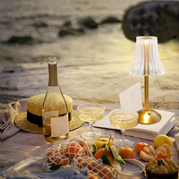 Lampe de table moderne de luxe sans fil en cristal, lampe de bureau LED rechargeable à commande tactile pour hôtel, restaurant, chevet, décoration de mariage