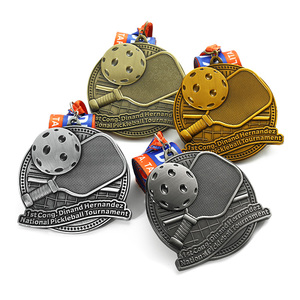 Médailles de pickleball en émail frappé à chaud, 4 couleurs, en alliage de zinc, logo de raquette en relief 3D, médaille sportive personnalisée en métal pour les compétitions - Product Image 4