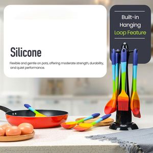 Ustensiles de cuisine résistants à la chaleur, cuillère en silicone arc-en-ciel, spatule, louche, ensemble d'ustensiles de cuisine pour la cuisine - Product Image 4