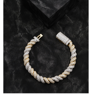 Bracelet tennis classique en diamants de 10 mm plaqué or, bijoux de mode hip-hop unisexe, certifié, 7 pouces, bracelet de luxe - Product Image 1