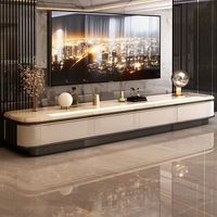 Ensemble de meubles de salon modernes de luxe léger en marbre : meuble TV et table basse, écologique, durable, avec rangement, minimaliste, haut de gamme