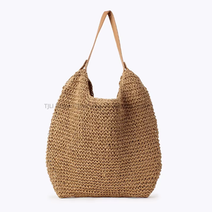 Bolso de Hombro de Mujer de Alta Gama con Cierre de Cremallera y Correa Única, Hecho de Cuerda de Papel Tejida con Poliéster, Ideal para Vacaciones en la Playa - Product Image 6