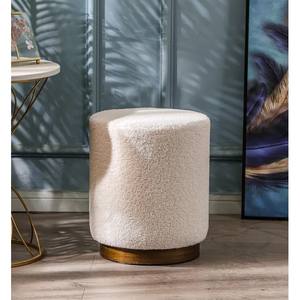 Pouf Rotondo Diametro CM 40 H. 45 IN TESSUTO EFFETTO BOUCLE' BIANCO - Product Image 1