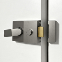Serrure à bouton-poussoir pour la confidentialité, poignée de porte à levier montée en surface, serrure de jante antivol, finition gris thermolaqué, style mortaise, clé de chambre