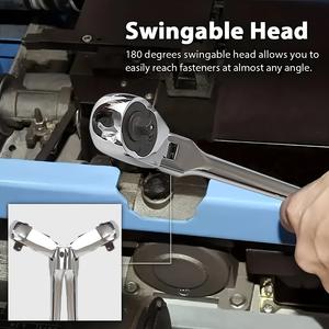 Juego de Llaves de Trinquete Ajustables de 72 Dientes con Mango Largo, 3 Piezas, Acero CRV con Acabado Cromado, Métrico, para Reparaciones Industriales, Estuche de EVA - Product Image 4