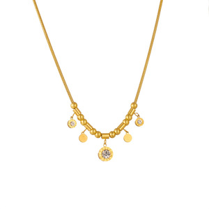 Gold Plated Stainless Steel Roman Numeral Round Pendant Chain Necklace Party Jewelry Geometry Design N1821 - Product Image 5